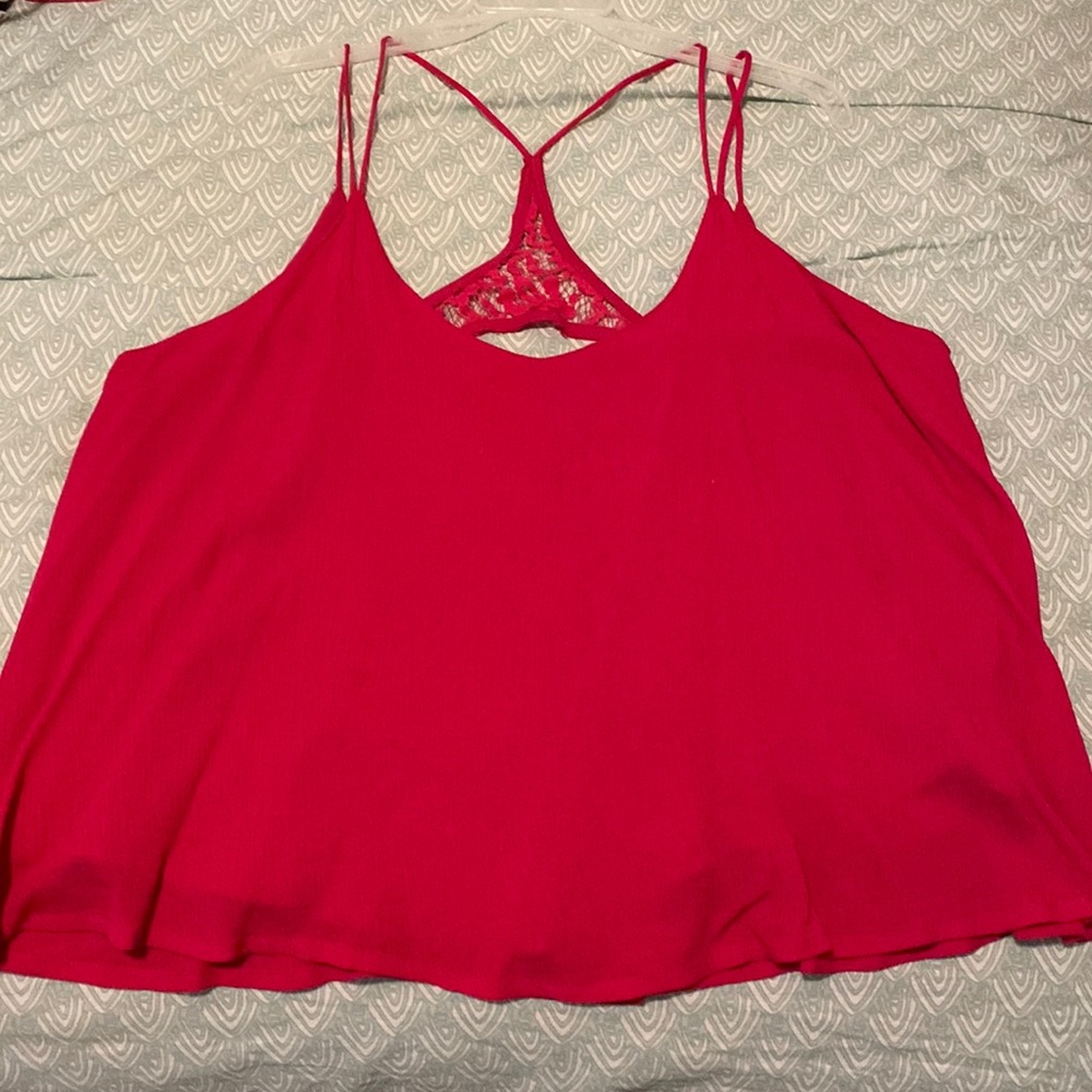 Gauzy Tank with Lace Back Detail